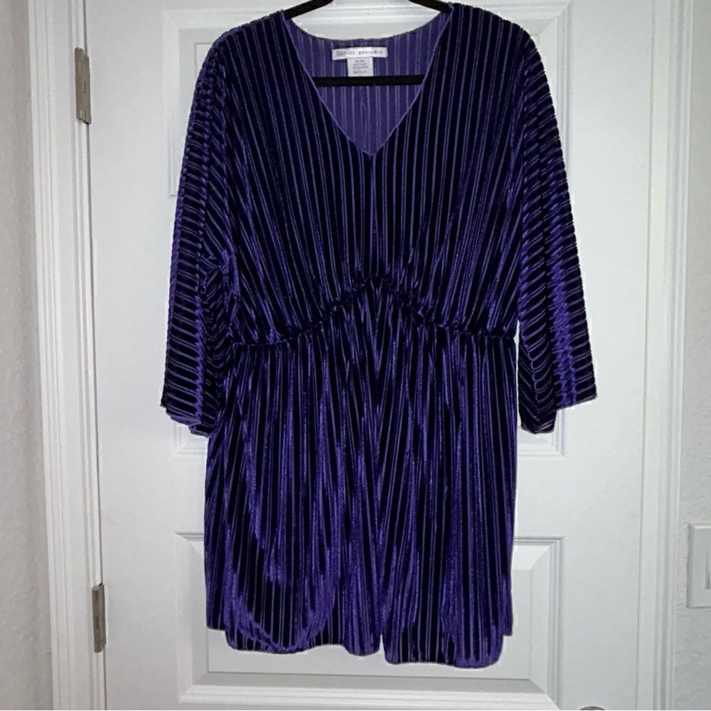 Daniel Benjamin Burn Out Stripe Kimono Dolman Style 3/4 Sleeve Top